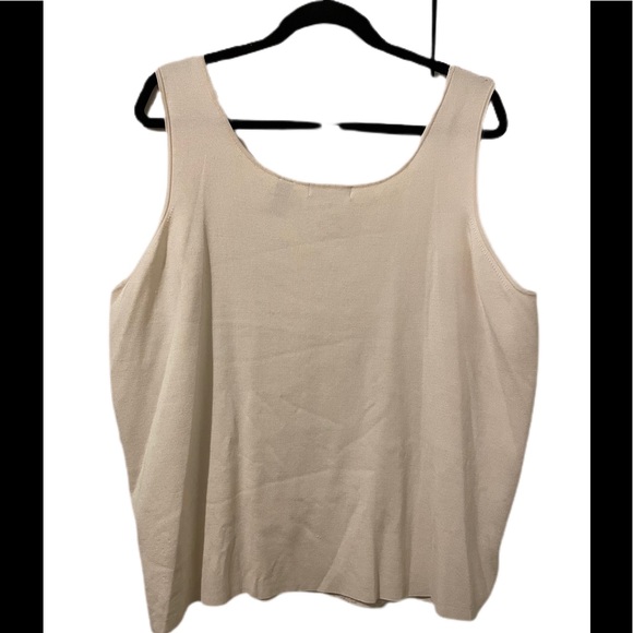 NWT Kate Hill beaded front silk tank top Ecru size 3X - Picture 3 of 9